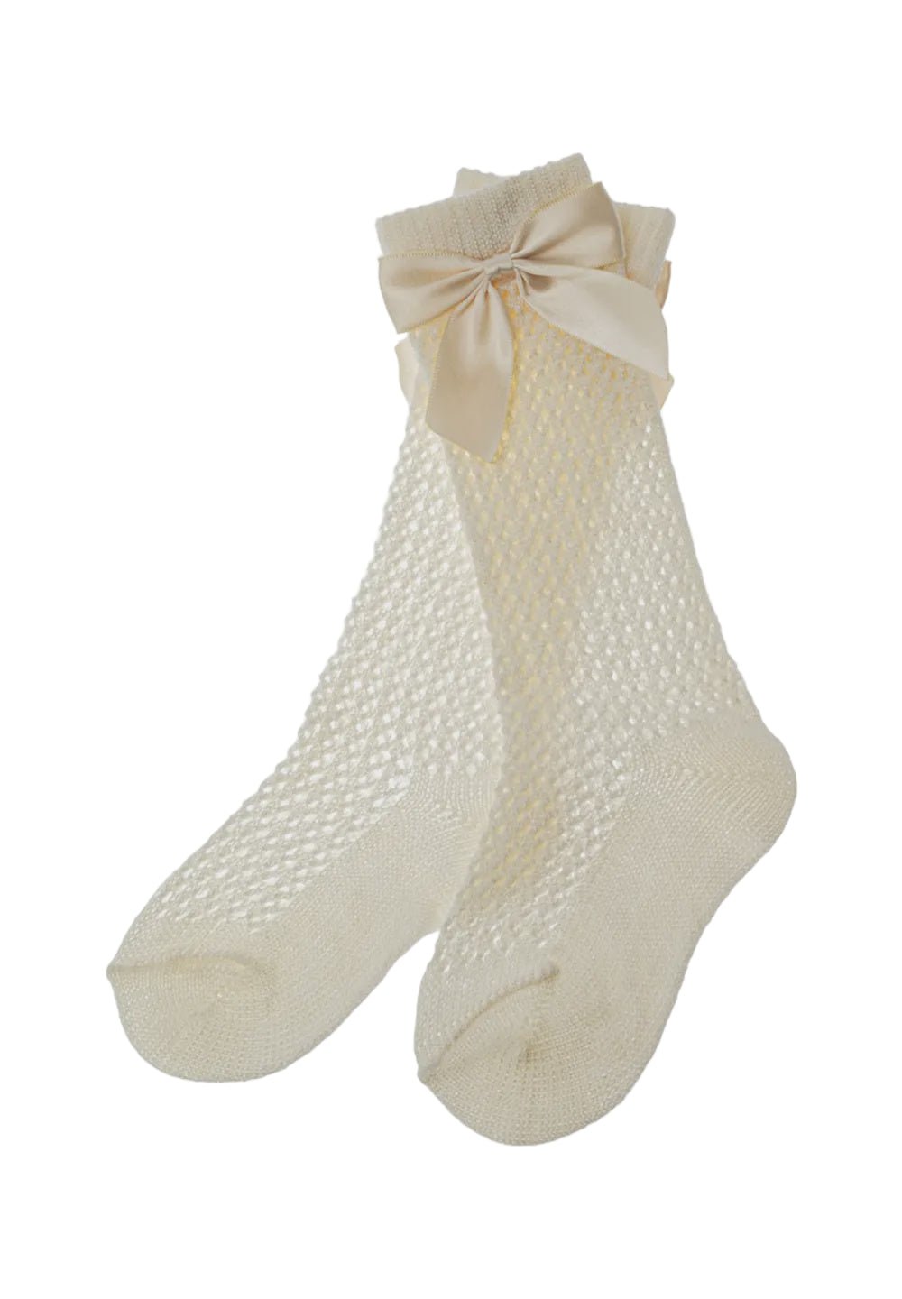 CalcetasCalcetas calada con moño Beige para niñaLuca Gobbi