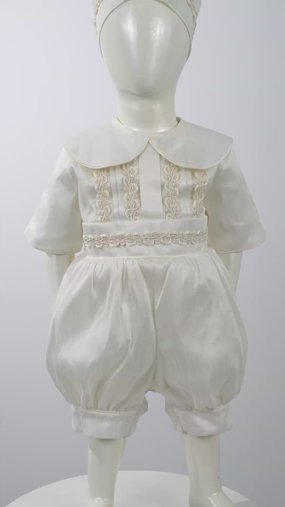 Bombacho de Bautizo para Bebé en Marfil con Gorro y Set de Vela – 402