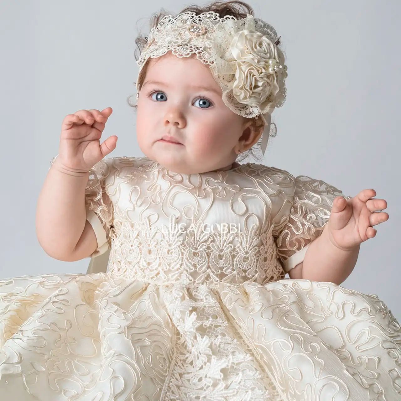 Ropones de BautizoRopón de bautizo M30 para niña Champagne + Vestido de FiestaLuca Gobbi