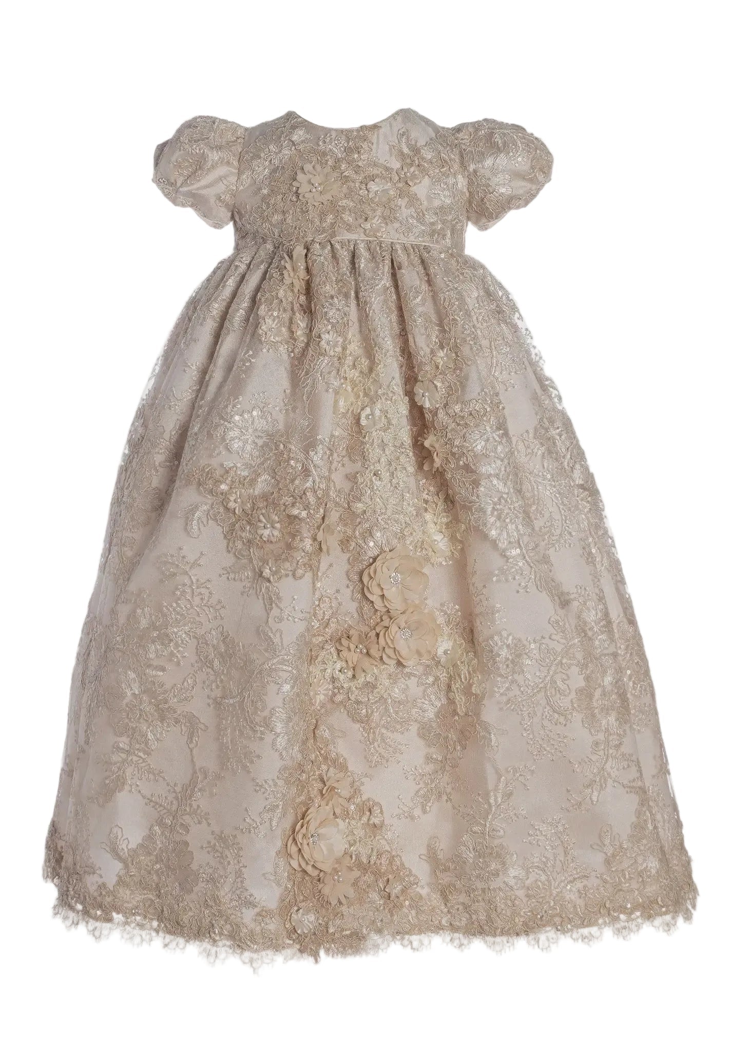 Ropones de BautizoRopón de Bautizo Tradicional – Beige tira floralLuca Gobbi