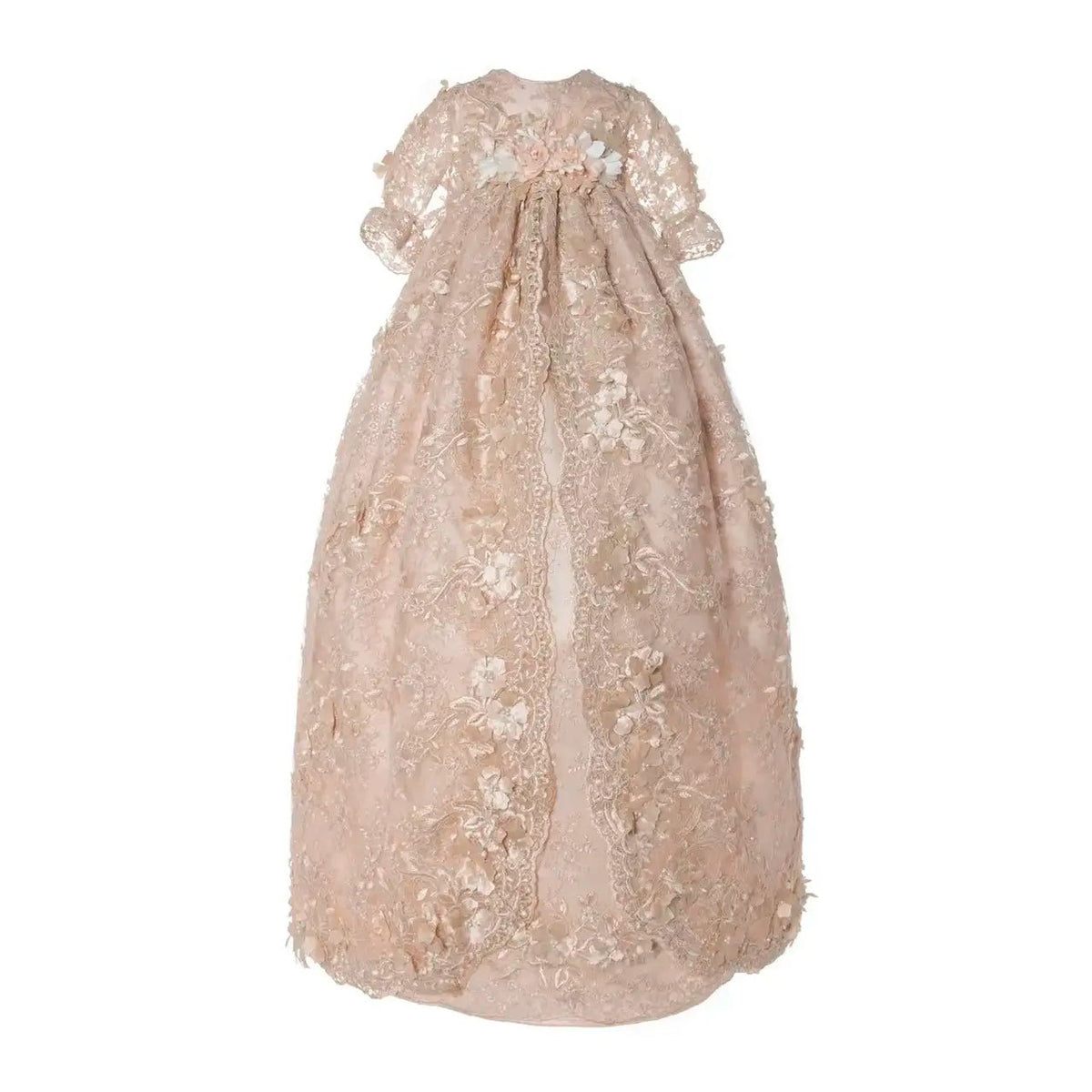 Christening Gown M35 for Baby Girl Beige + Party Dress