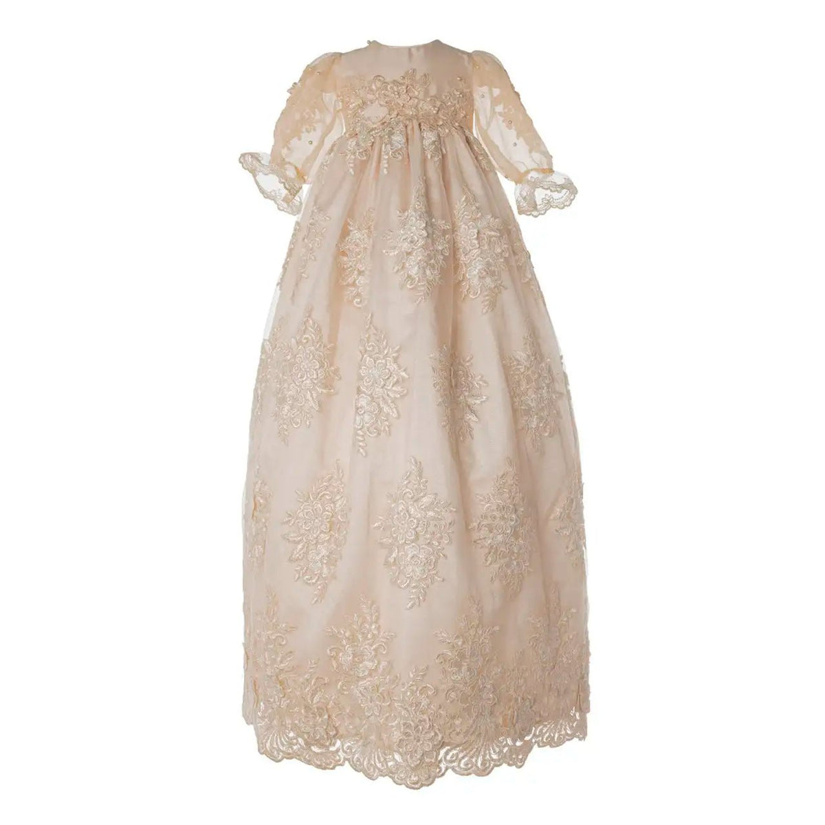 Christening Gown S60 for Baby Girl Beige + Party Dress