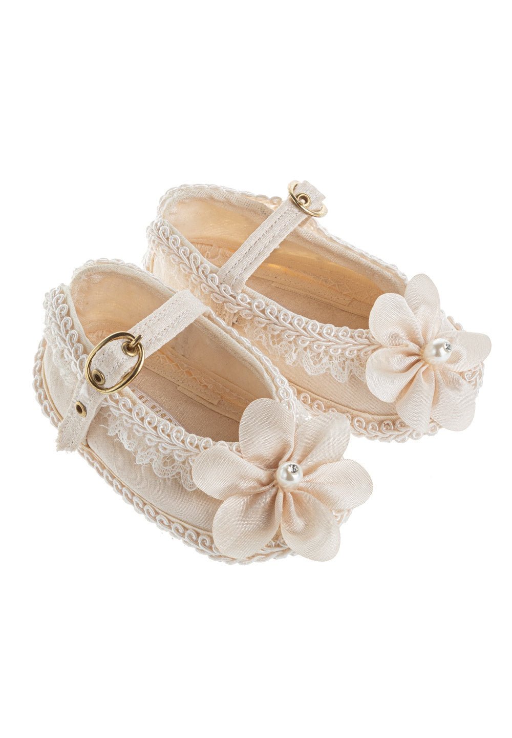 Calzado Tela (9 a 12 cm)Zapato de bautizo A65 para niña (Beige)Luca Gobbi