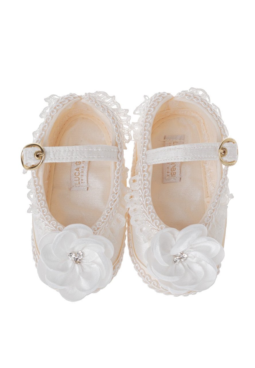 Calzado Tela (9 a 12 cm)Zapato de bautizo B20 para niña (Perla)Luca Gobbi