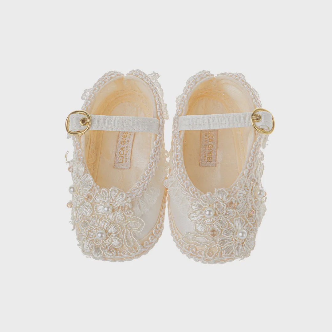 Calzado Tela (9 a 12 cm)Zapato de bautizo P42 para niña (Perla)Luca Gobbi